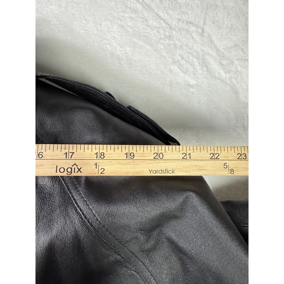 WILDA Genuine Leather Belted Trench Coat Jacket Black Mens Size XL Sherpa Liner - Picture 12 of 14